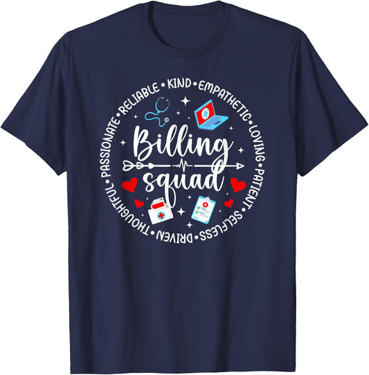 Billing Squad Medical Biller Team Medical Biller Crew T-Shirt - T-Shirt | Navy