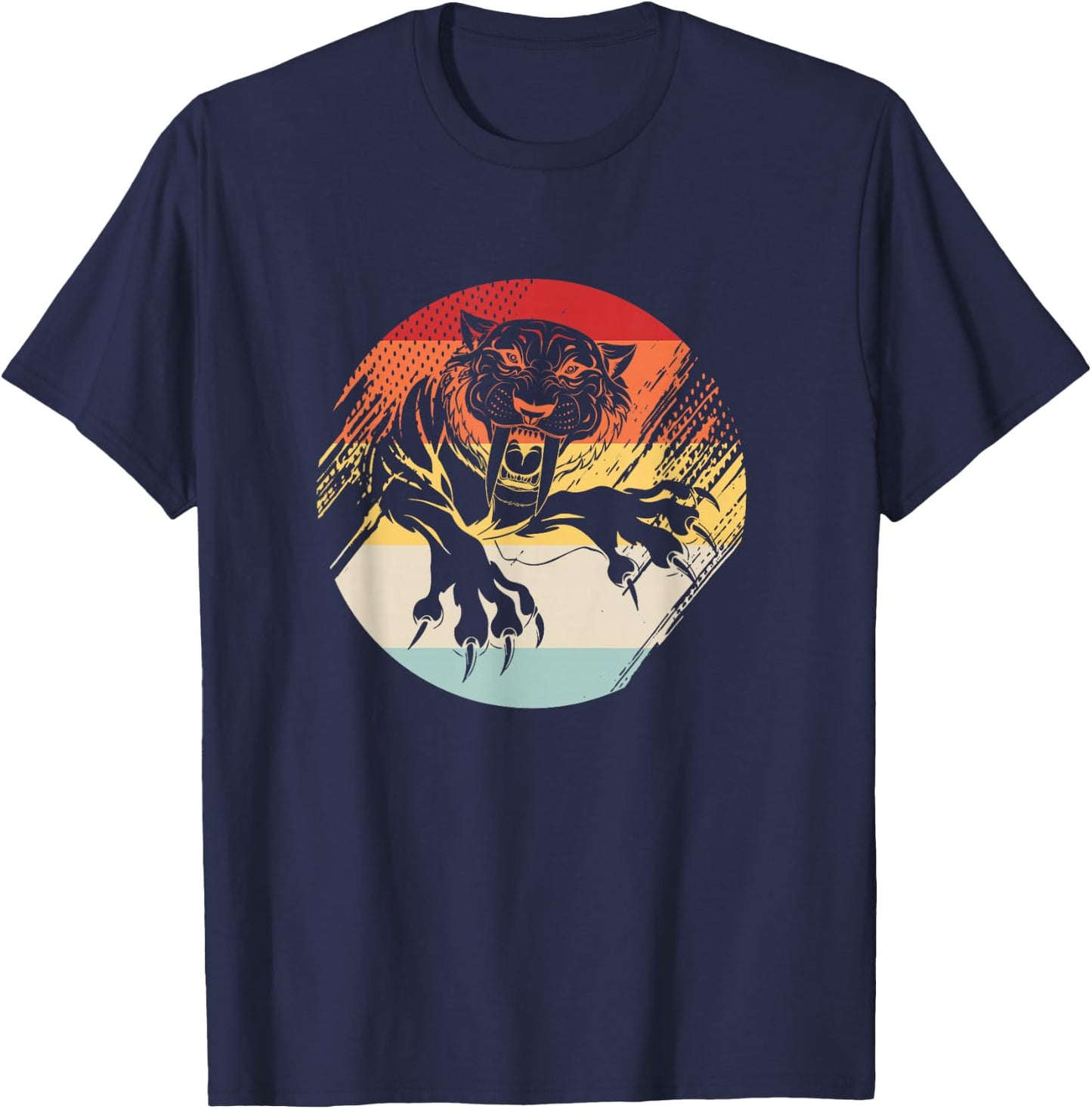 Vintage Sabertooth Tiger T-Shirt - T-Shirt | Navy