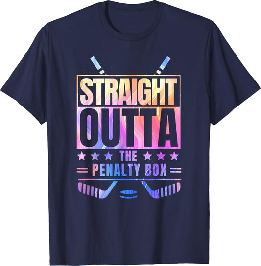 Straight Outta the Penalty Box Tie Dye Favorite Winter Sport T-Shirt - T-Shirt | Navy