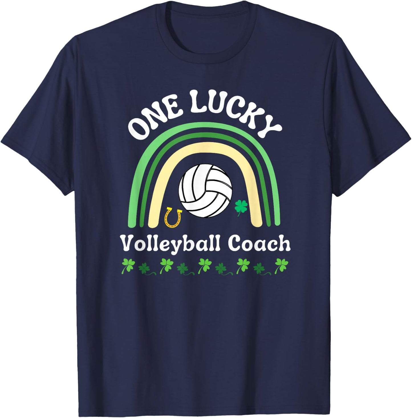 Volleyball Coach Sports St Patrick's Day Irish Shamrock T-Shirt - T-Shirt | Navy
