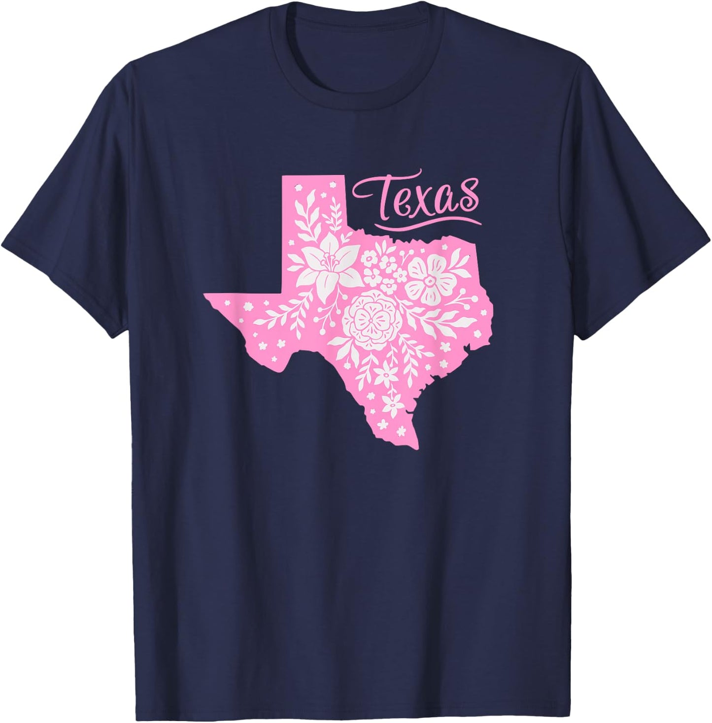 TEXAS Flower Floral Home State Texan Design T-Shirt - T-Shirt | Navy