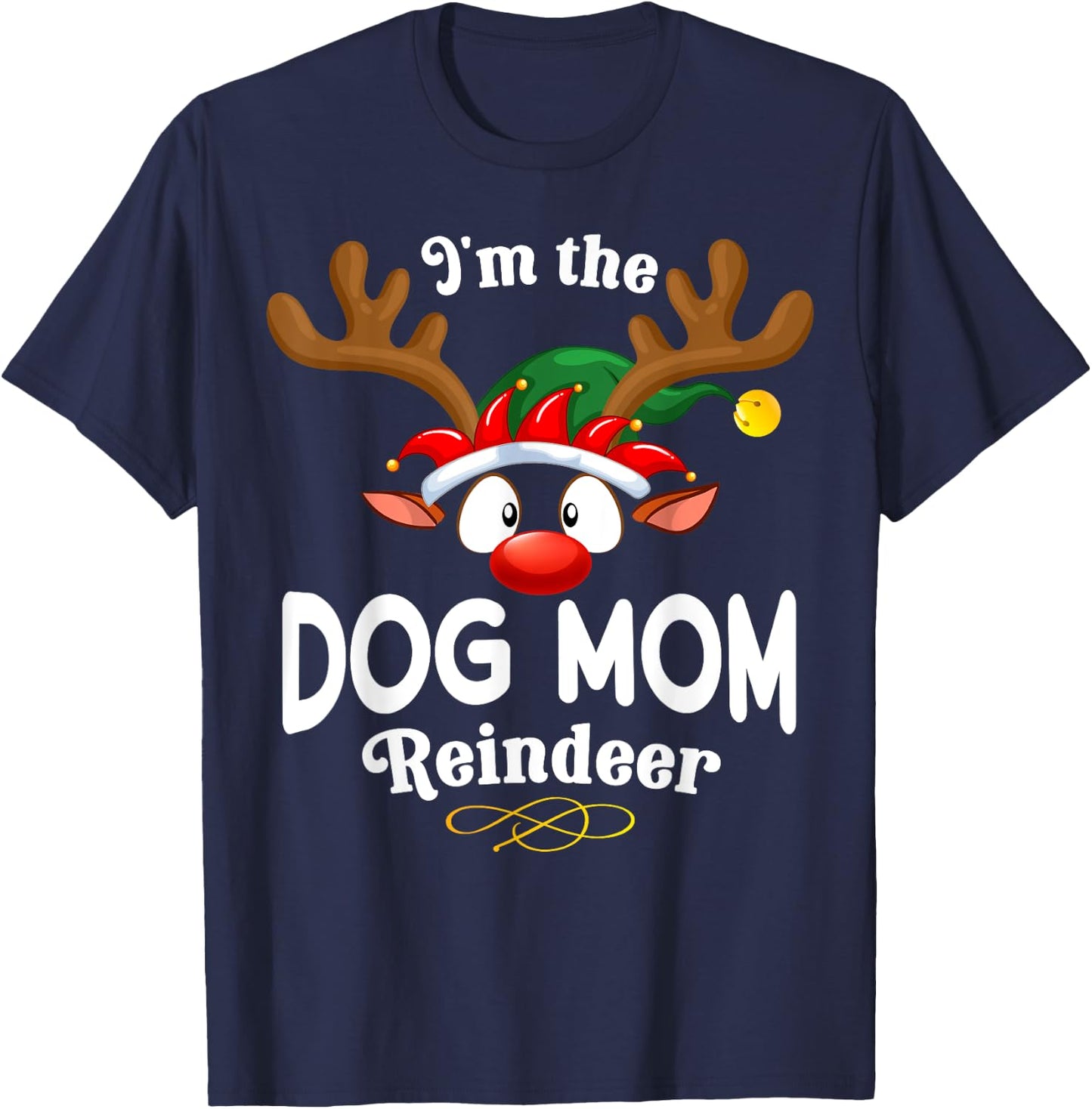 Christmas PJS Dog mom XMas Reindeer Matching Men Women T-Shirt - T-Shirt | Navy