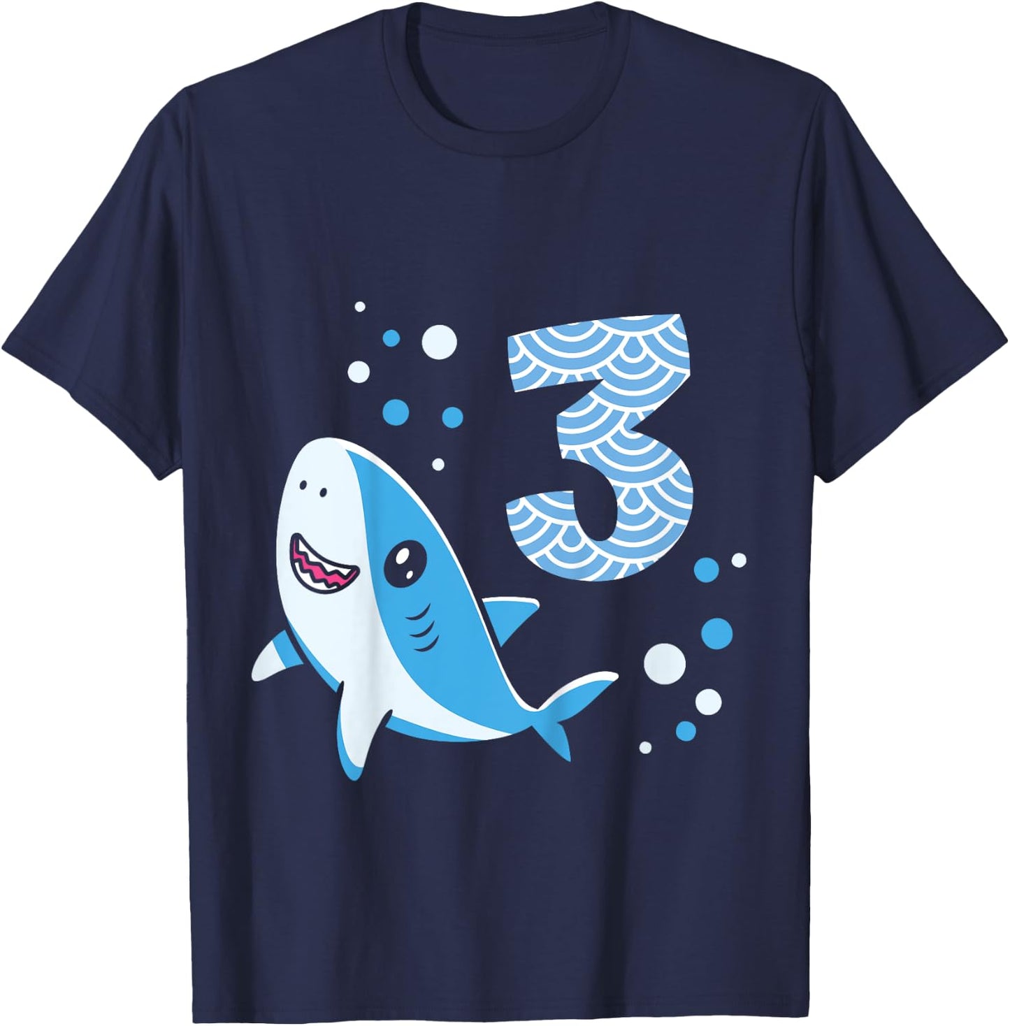 Kids 3rd Birthday Boys Shark 3 years Old Ocean Shark B-day T-Shirt - T-Shirt | Navy