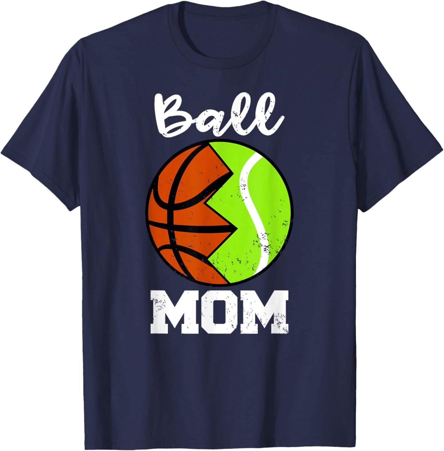 Ball Mom Funny Basketball Tennis Player Mom T-Shirt - T-Shirt | Navy