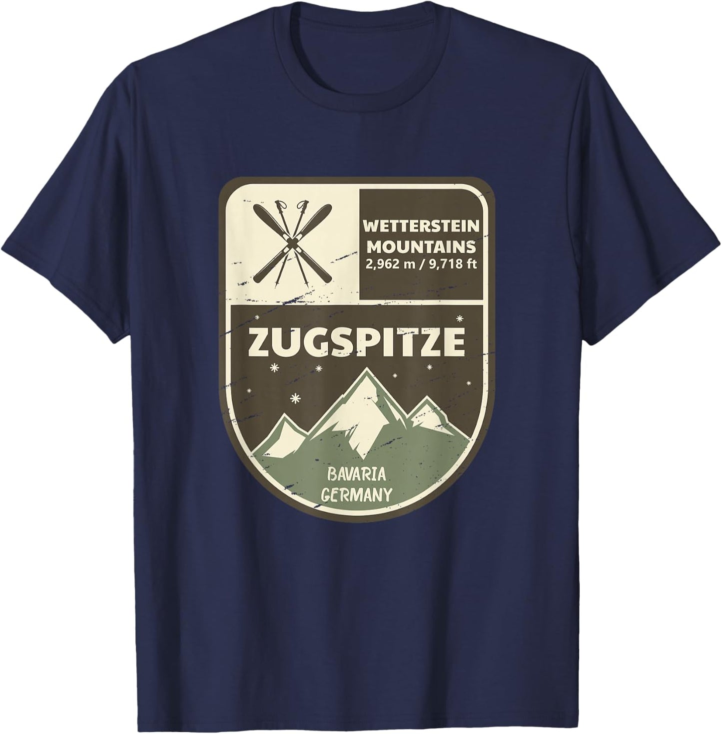 Zugspitze Wetterstein Mountains Bavaria Germany T-Shirt - T-Shirt | Navy