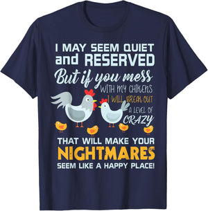 Chicken Farmer Gifts Funny Don't Mess With My Chickens T-Shirt - T-Shirt | Navy