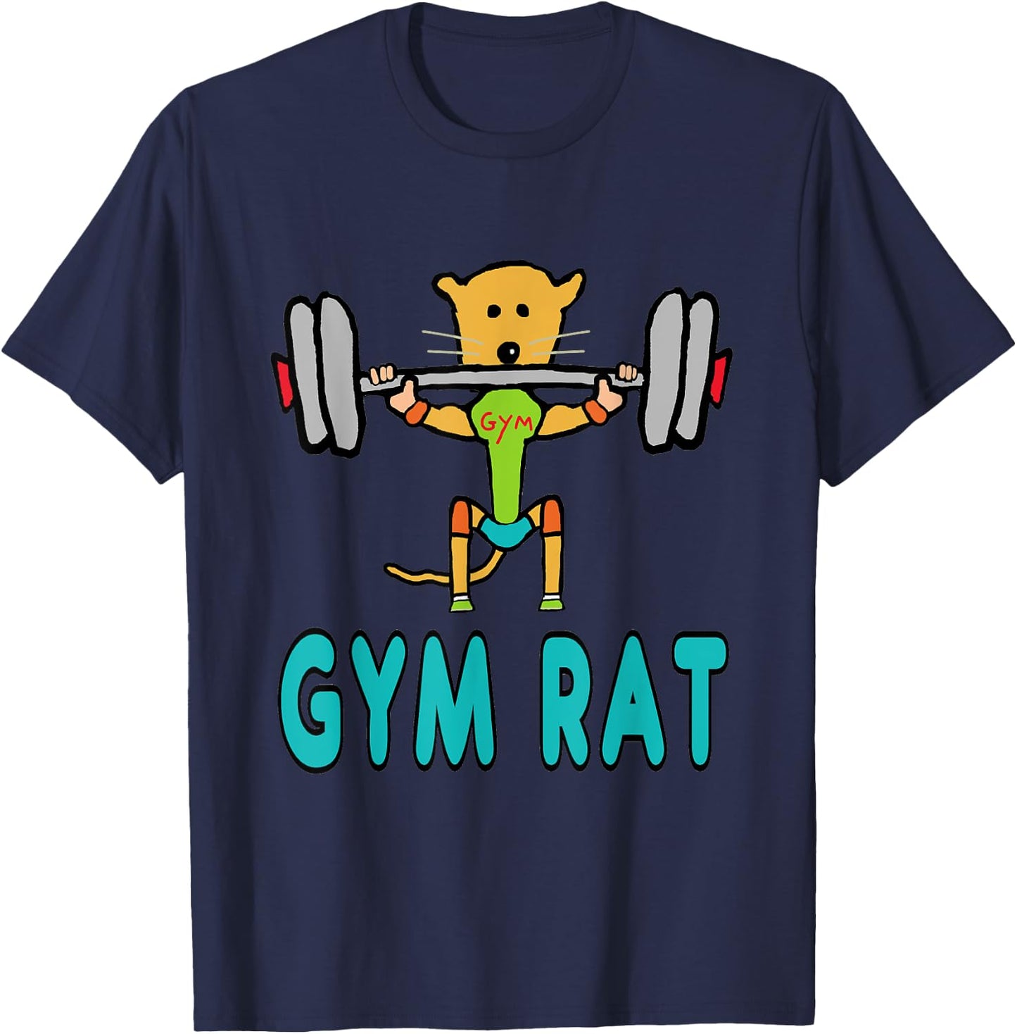 Mark Ewbie Designs Gym Rat - Black, , Short Sleeve, Classic Fit, Cotton Blend, Small T-Shirt - T-Shirt | Navy