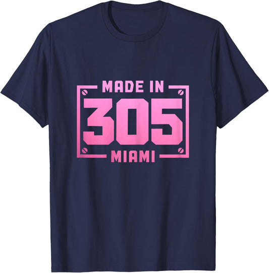 Miami Florida 305 Area Code Vintage FL Pride T-Shirt - T-Shirt | Navy