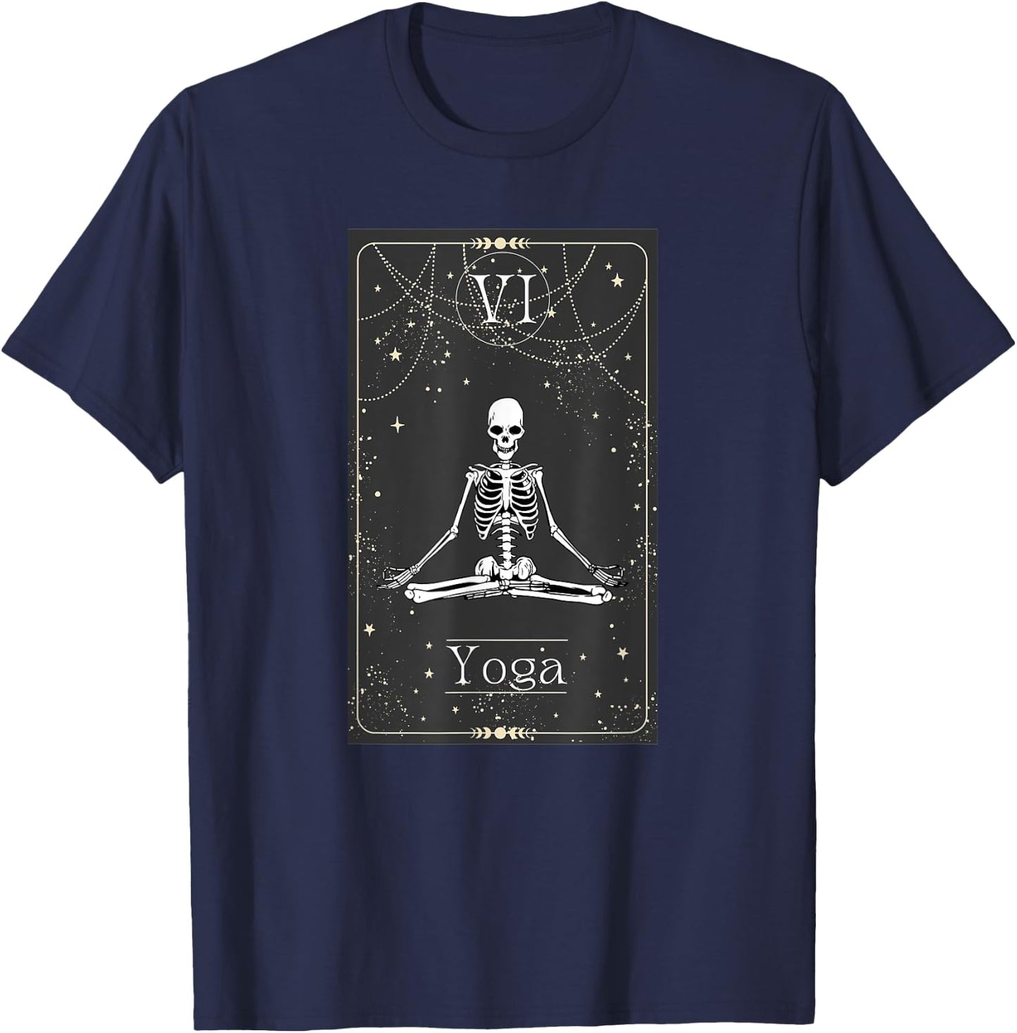 Skeleton Yoga Tarot Card Halloween T-Shirt - T-Shirt | Navy