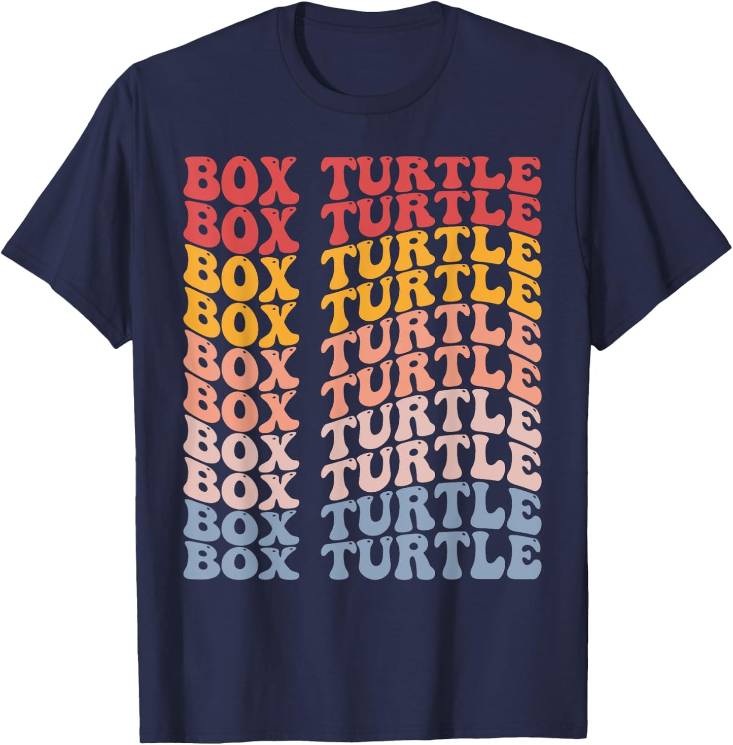 Box Turtle Groovy Retro T-Shirt - T-Shirt | Navy