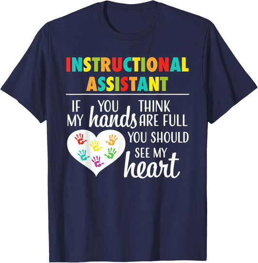 Instructional Assistant Cute Heart Appreciation T-Shirt - T-Shirt | Navy