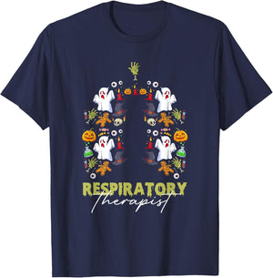Spooky Respiratory Therapist Halloween Respiratory Therapy T-Shirt - T-Shirt | Navy