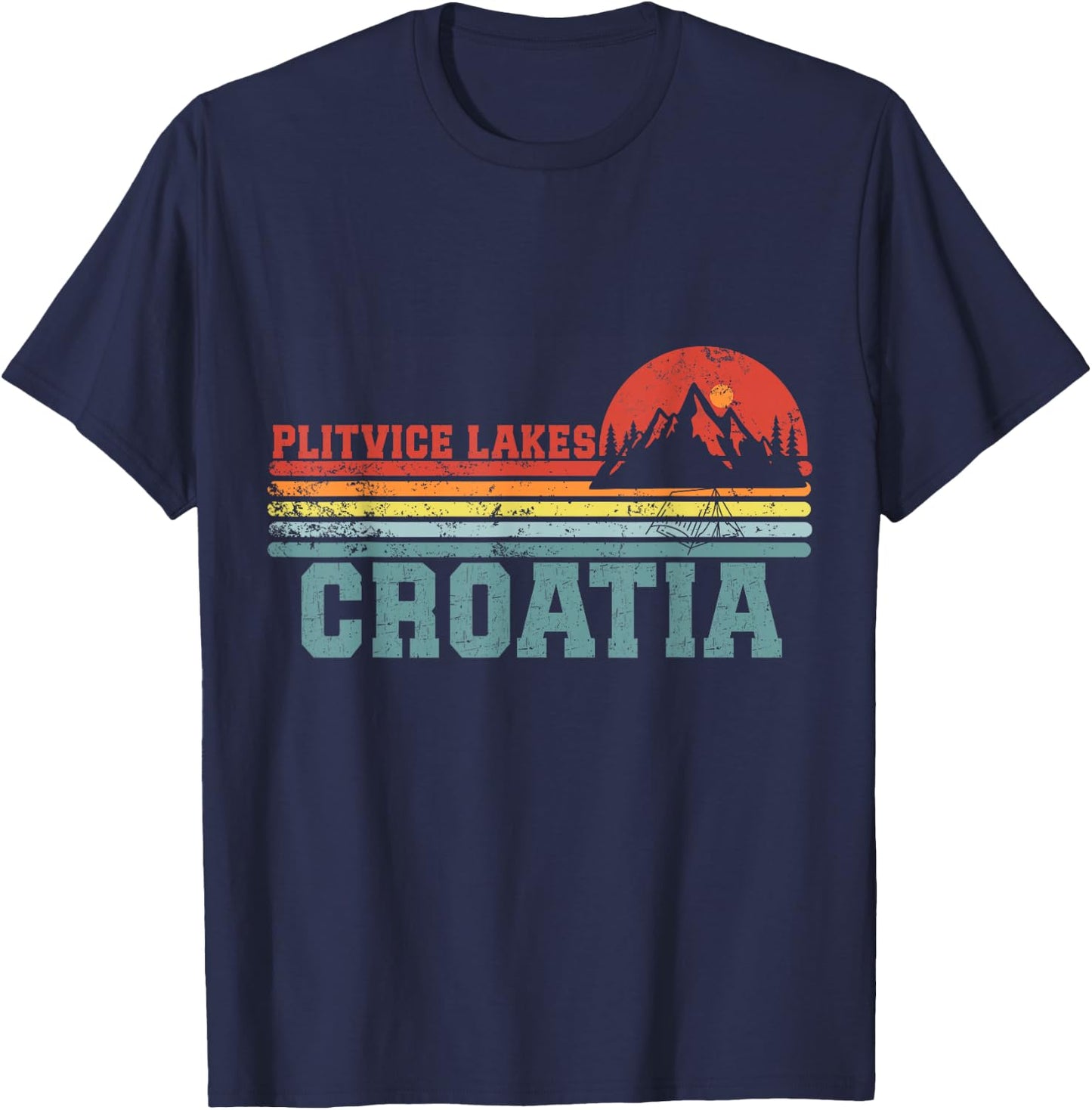 Funny Camping Shirts Plitvice Lakes National Park CROATIA T-Shirt - T-Shirt | Navy