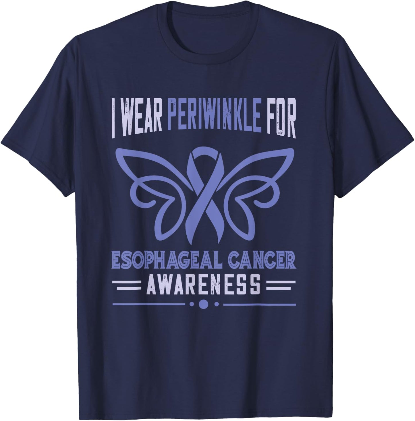 Esophageal Cancer Awareness Periwinkle Esophageal Cancer T-Shirt - T-Shirt | Navy