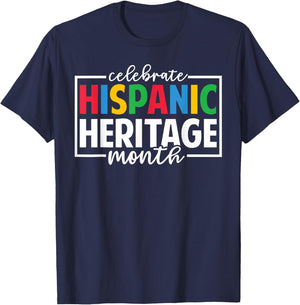 Celebrate Hispanic Heritage Month Celebration Latin Flags T-Shirt - T-Shirt | Navy