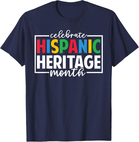 Celebrate Hispanic Heritage Month Celebration Latin Flags T-Shirt - T-Shirt | Navy