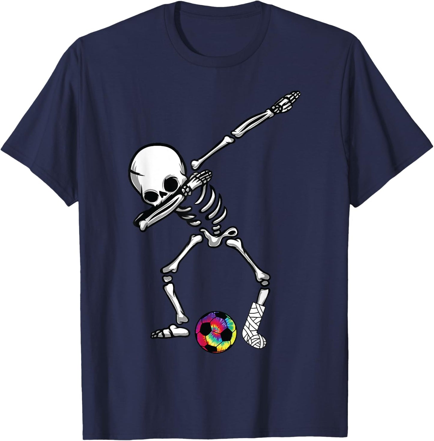 Soccer Dab dabbing broken leg plaster cast skeleton accident T-Shirt - T-Shirt | Navy