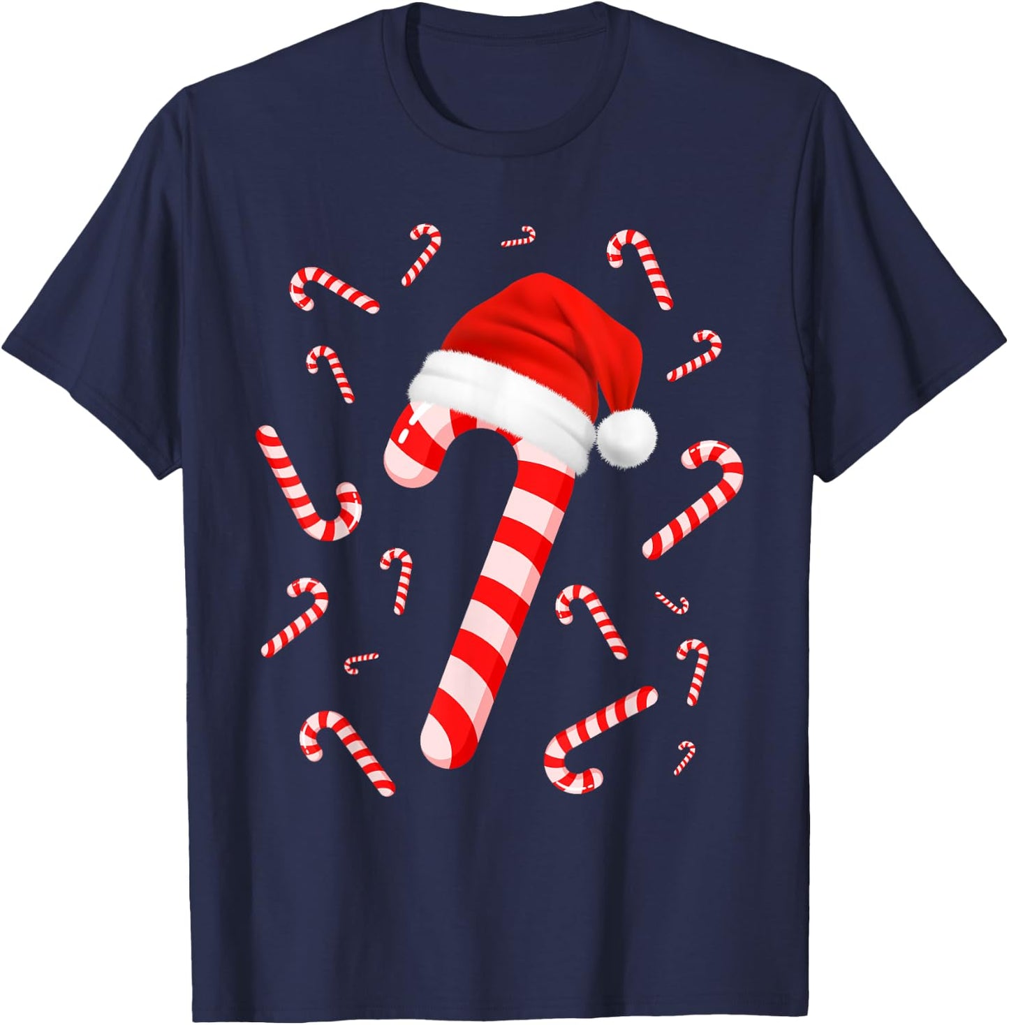 Funny Red and White Candy Crew Santa Merry Christmas Xmas T-Shirt - T-Shirt | Navy
