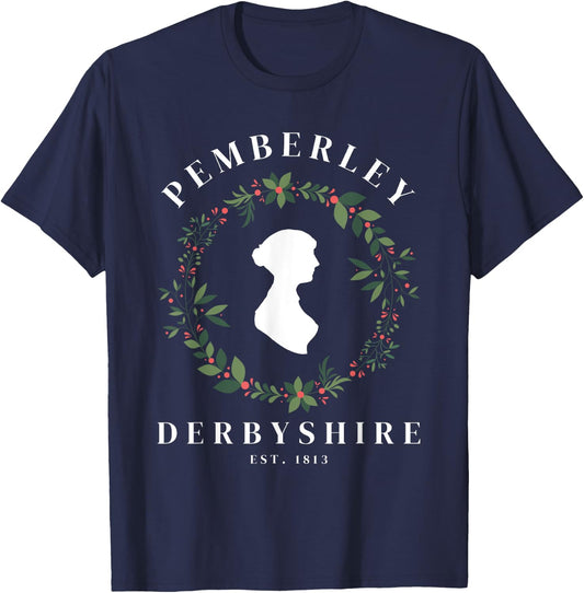 Pemberley Derbyshire 1813 Pride and Prejudice Jane Austen T-Shirt - T-Shirt | Navy