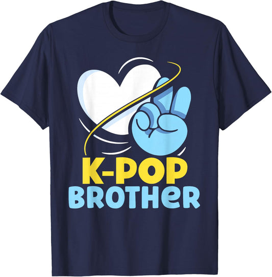 K-POP Brother Korean Cute K-Pop Music Lover T-Shirt - T-Shirt | Navy