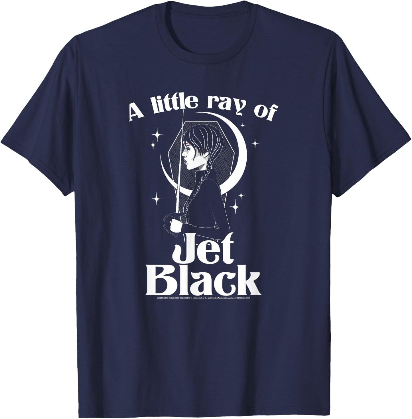 Wednesday A Little Ray Of Jet Black Celestial Silhouette T-Shirt - T-Shirt | Navy