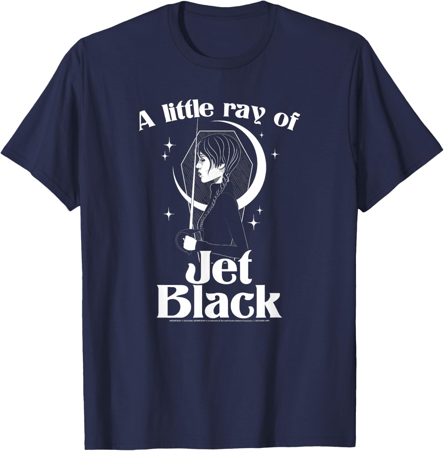 Wednesday A Little Ray Of Jet Black Celestial Silhouette T-Shirt - T-Shirt | Navy