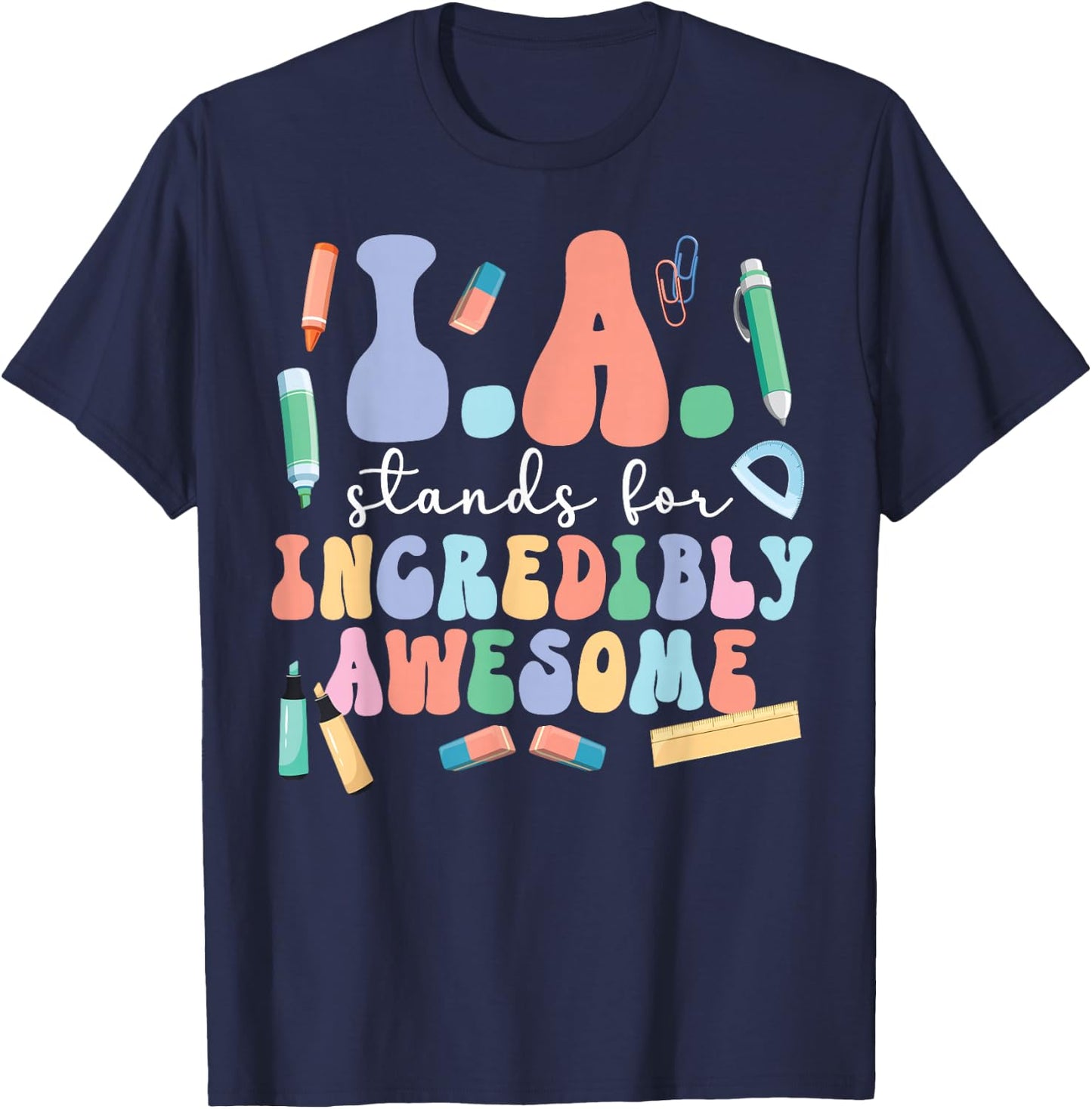 Best Instructional Assistant Groovy Instructional Assistants T-Shirt - T-Shirt | Navy