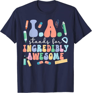 Best Instructional Assistant Groovy Instructional Assistants T-Shirt - T-Shirt | Navy