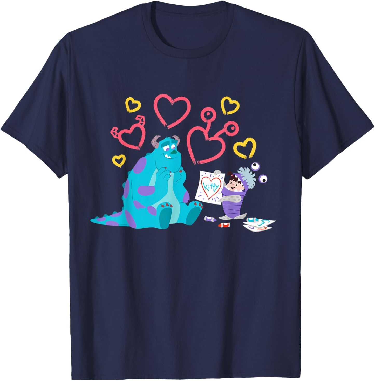 Disney and Pixar’s Monsters, Inc. Sulley Boo Kitty Hearts T-Shirt - T-Shirt | Navy