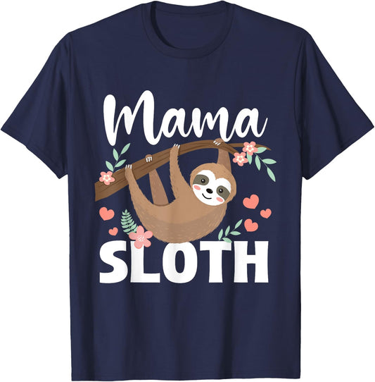 Mama Sloth - Mother's Day Wildlife Animal Lover Zookeeper T-Shirt - T-Shirt | Navy
