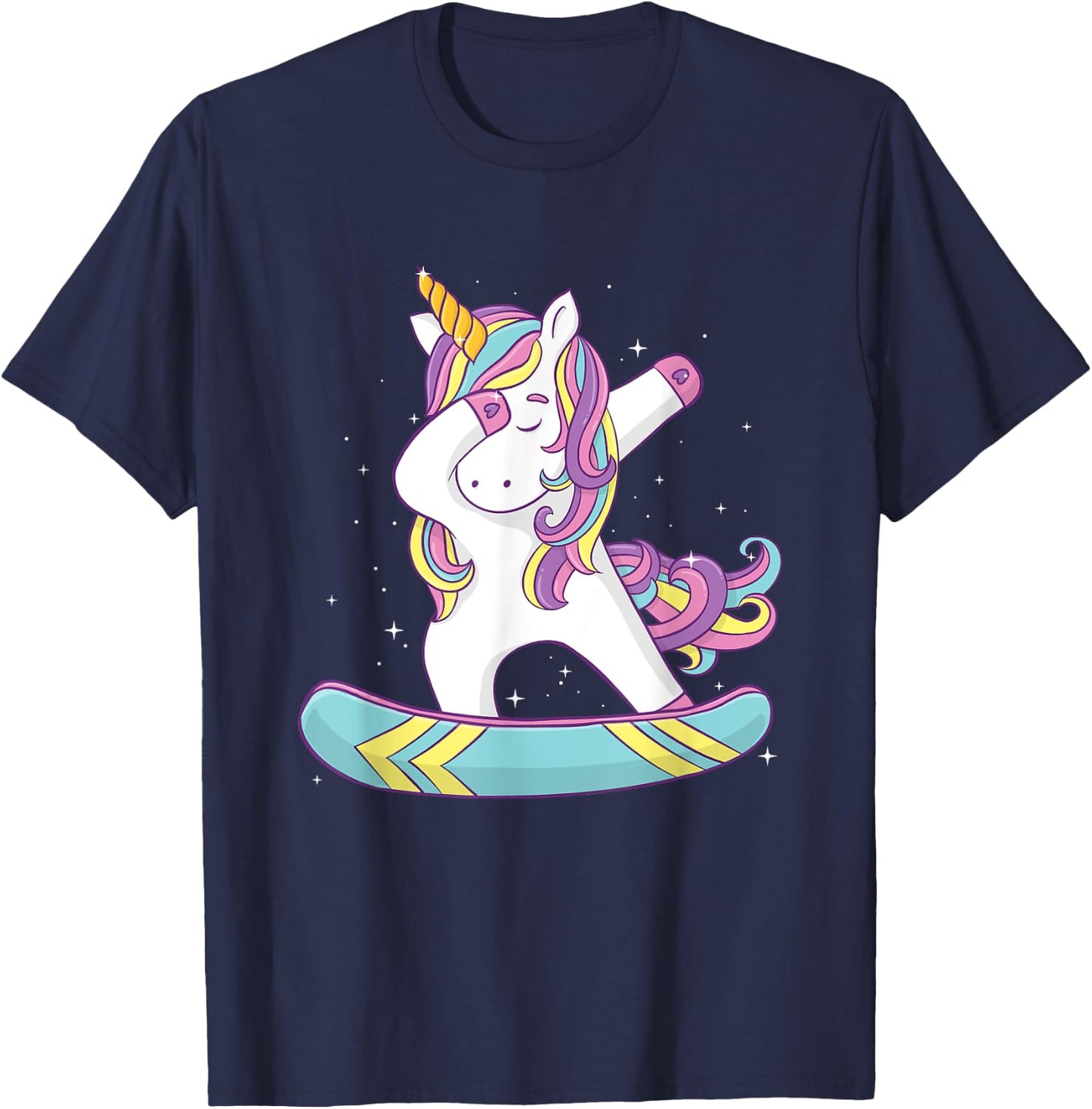 Unicorn Dabbing Snowboarder - Snowboard Snowboarding Lover T-Shirt - T-Shirt | Navy