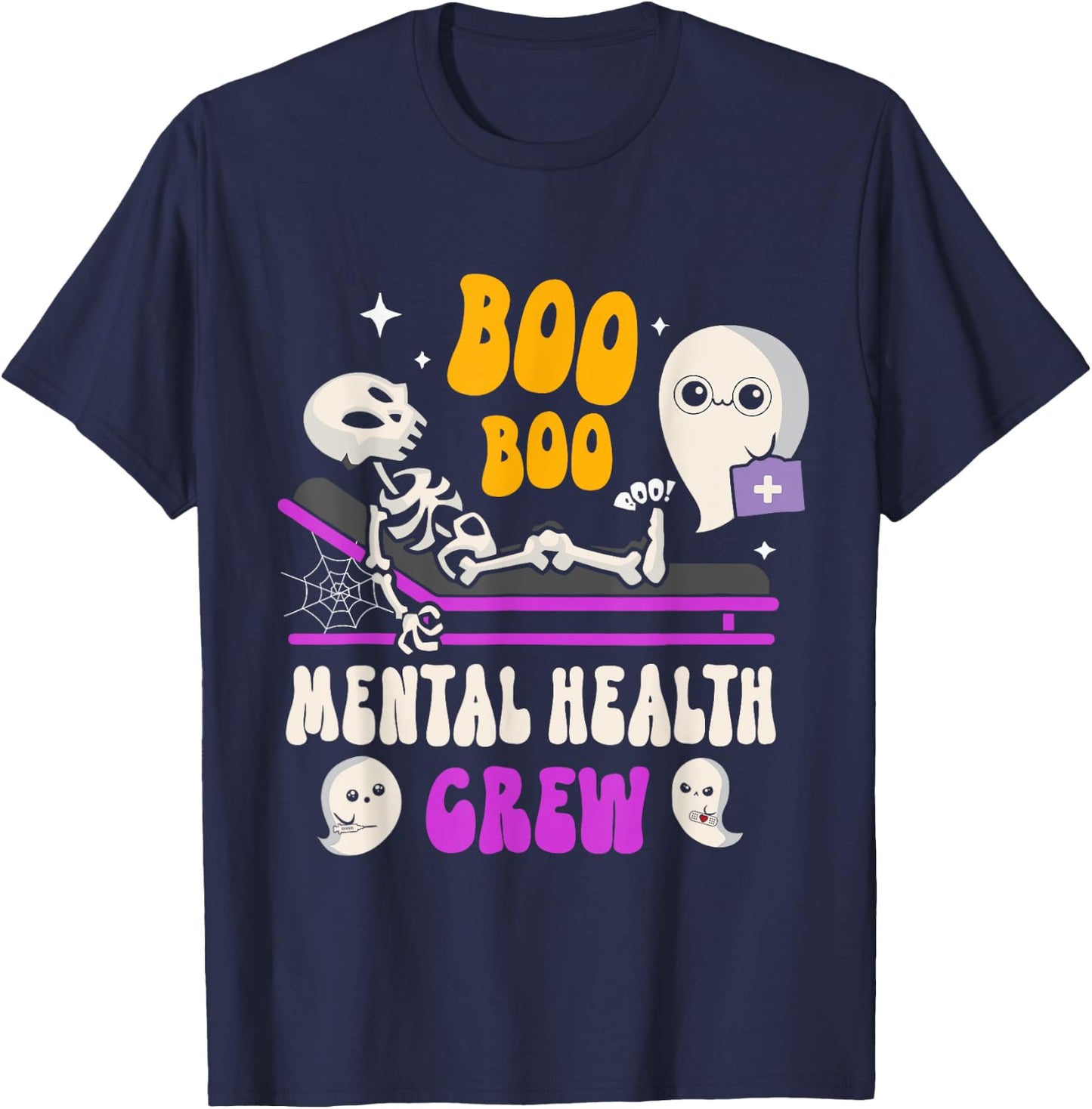 Mental Health Nurse Psych Boo Boo Crew Nursing Halloween T-Shirt - T-Shirt | Navy
