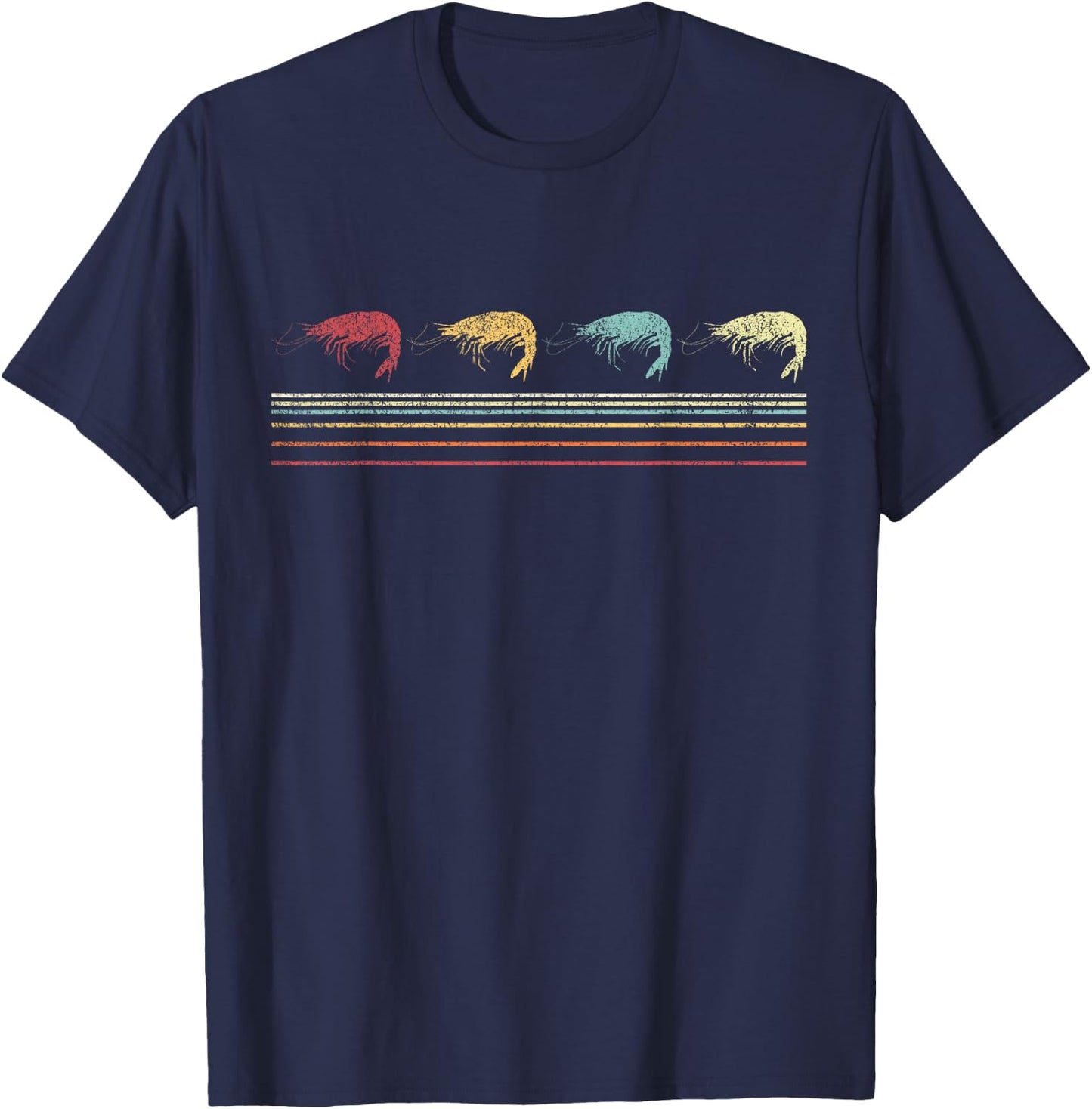 Retro Shrimp Lover Funny Shrimp Vintage T-Shirt - T-Shirt | Navy