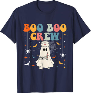 Groovy Boo Boo Crew For CNA ER RN LPN Funny Halloween Nurse T-Shirt - T-Shirt | Navy