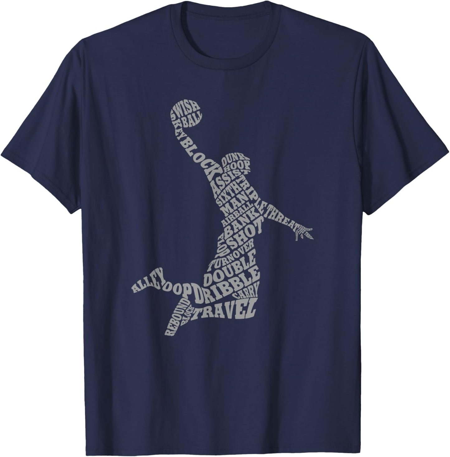 Threadrock Basketball Player Typography Word Art T-Shirt - T-Shirt | Navy
