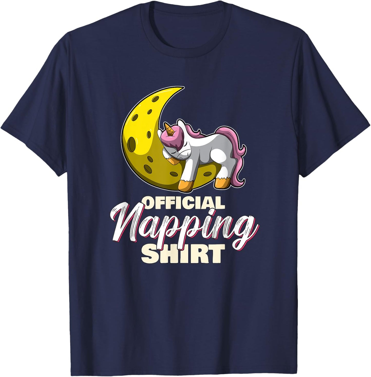 Sleeping Unicorn Nap Time Official Napping T-Shirt - T-Shirt | Navy