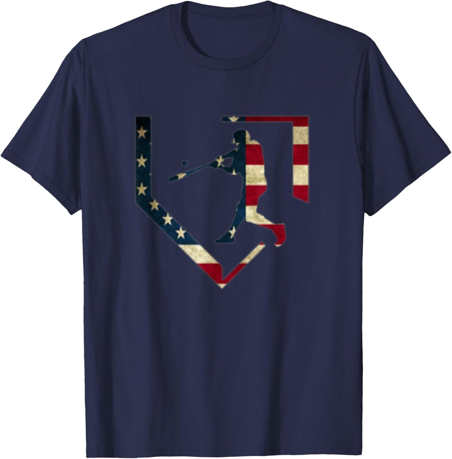 High School Baseball Season College Ball Player USA Flag T-Shirt - T-Shirt | Navy