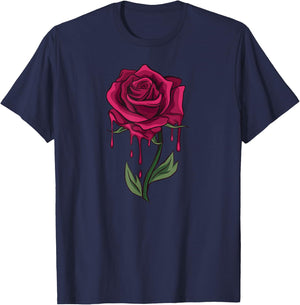 Bleeding Rose Tattoo Style Bleeding Rose T-Shirt - T-Shirt | Navy