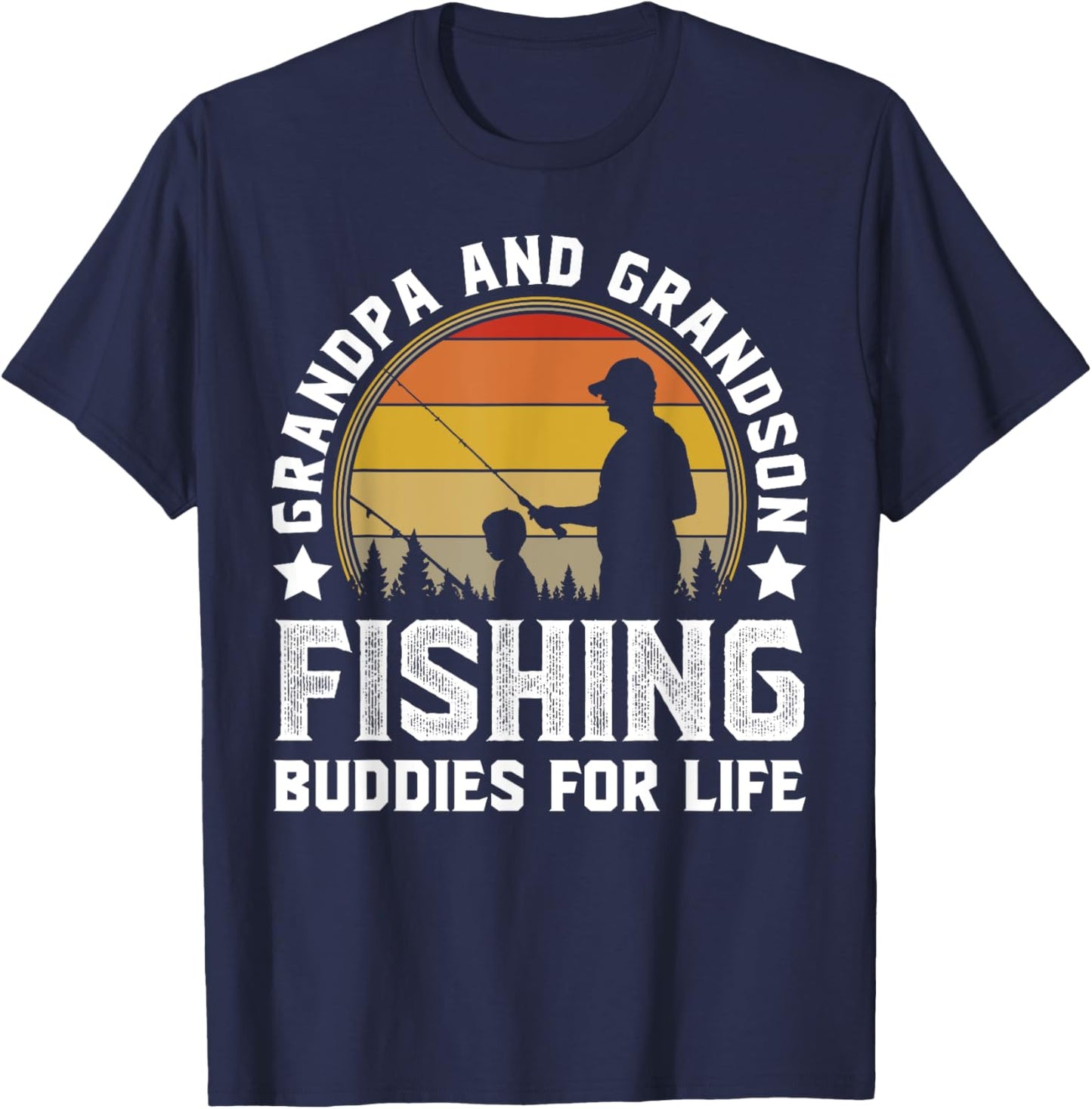 Grandpa and Grandson Fishing Buddies for Life - Matching T-Shirt - T-Shirt | Navy