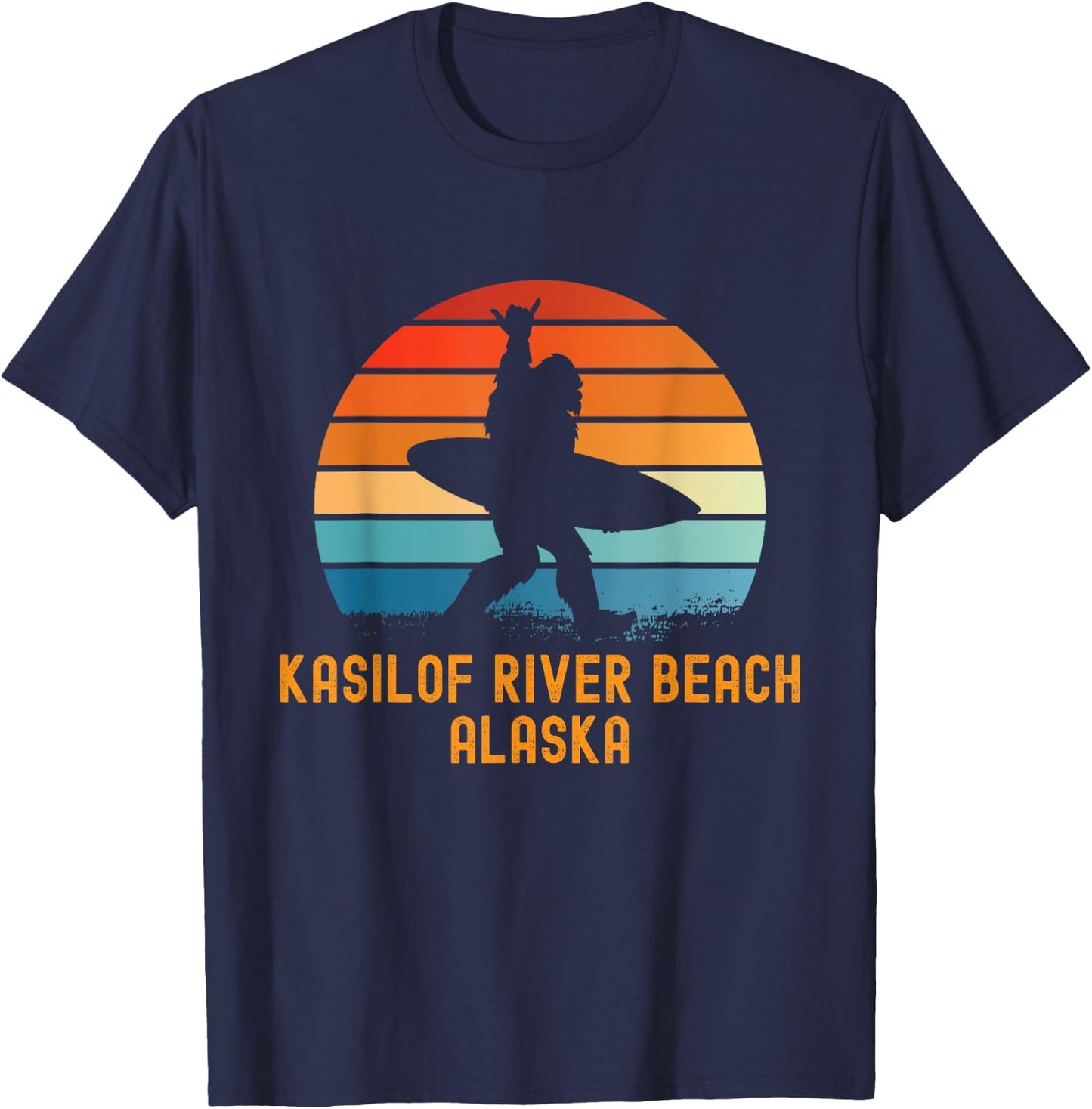 Kasilof River Beach - Alaska Sasquatch Souvenir T-Shirt - T-Shirt | Navy