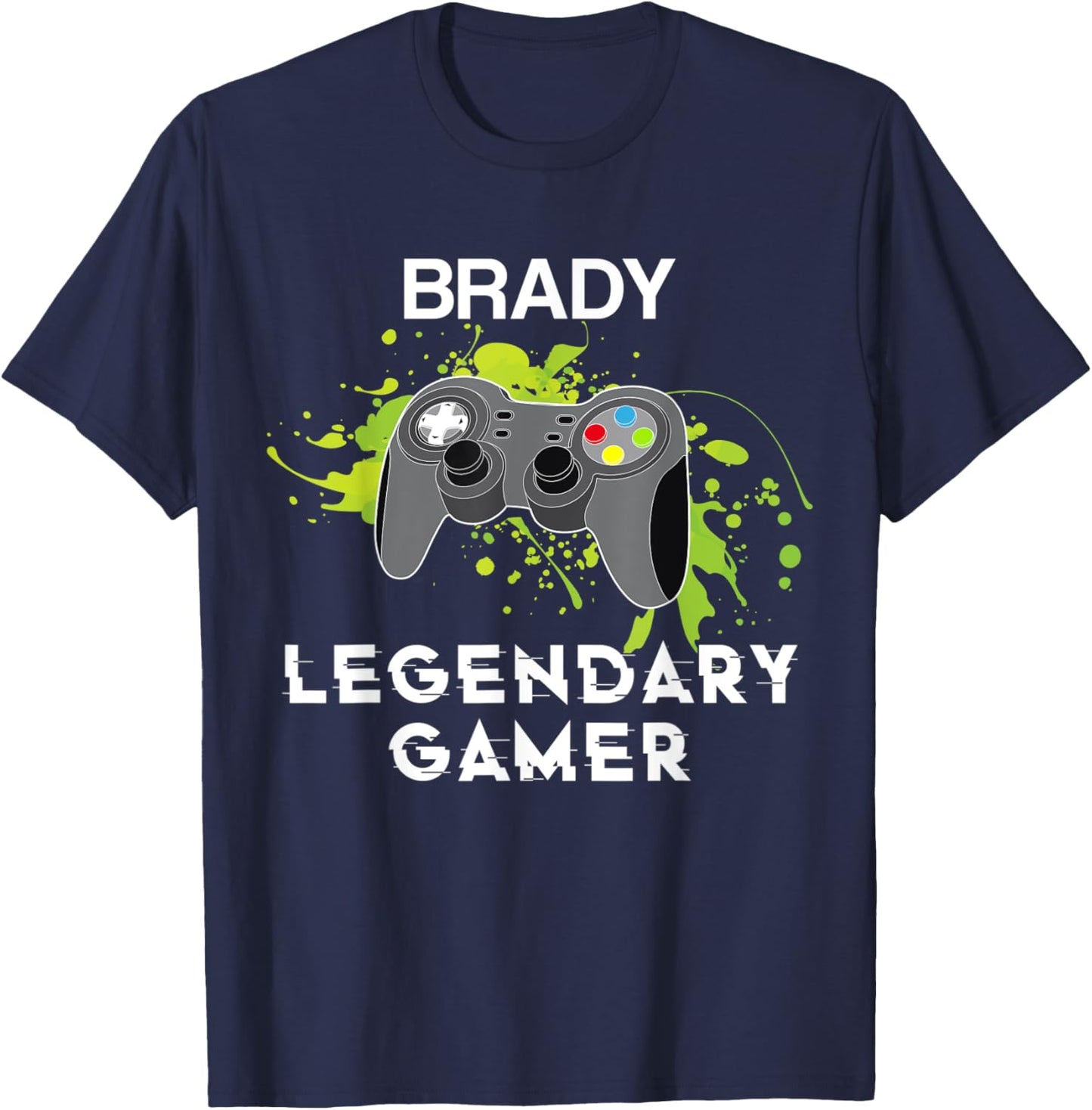 Brady Name Gift - Personalized Legendary Gamer T-Shirt - T-Shirt | Navy