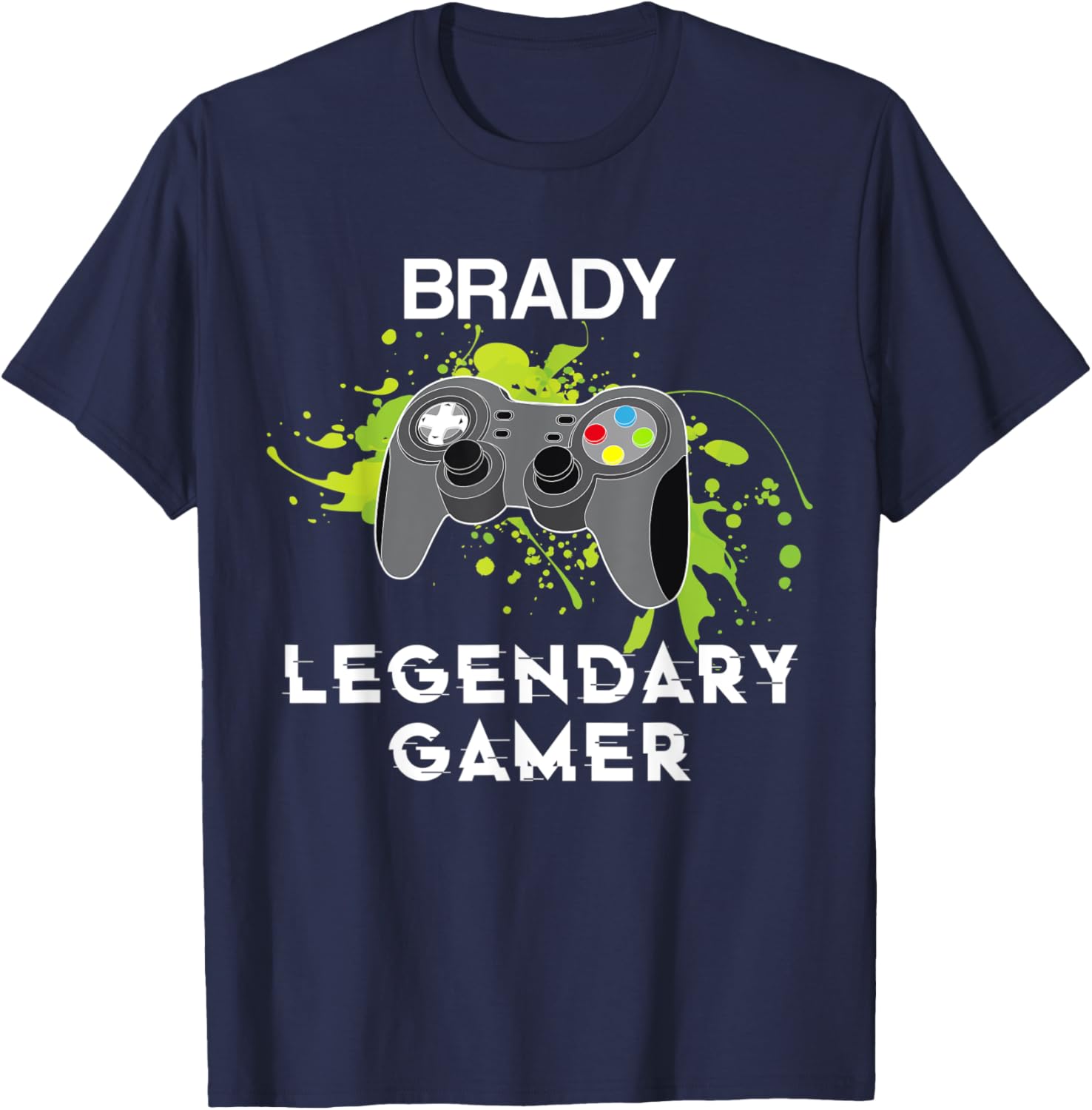 Brady Name Gift - Personalized Legendary Gamer T-Shirt - T-Shirt | Navy