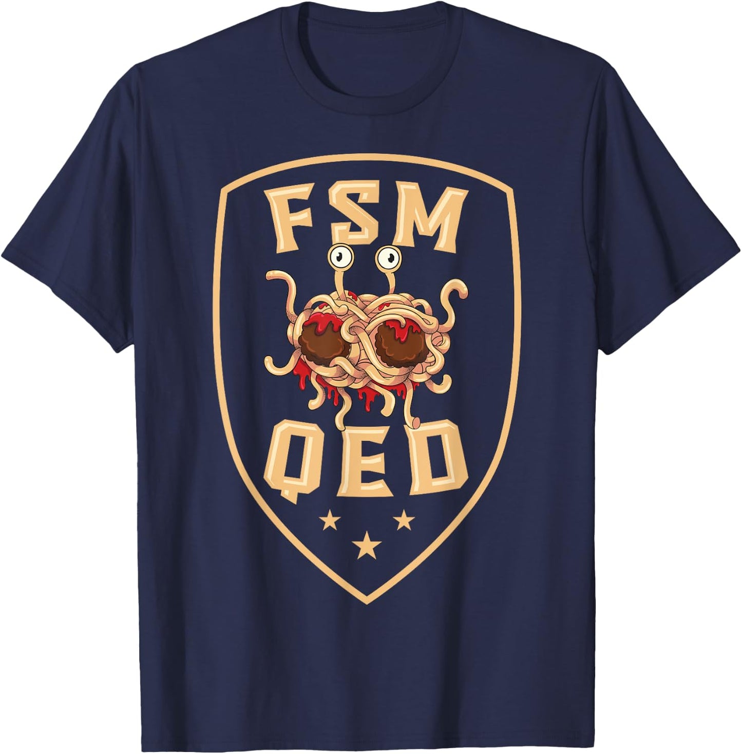Flying Spaghetti Monster Pastafari Pastafarian FSM QED T-Shirt - T-Shirt | Navy