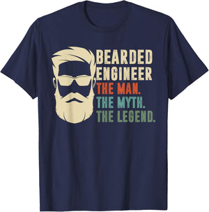 Bearded Engineer The Man The Myth The Legend T-Shirt - T-Shirt | Navy