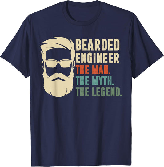 Bearded Engineer The Man The Myth The Legend T-Shirt - T-Shirt | Navy