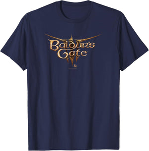 Dungeons & Dragons Baldur's Gate III Big Chest Text Logo T-Shirt - T-Shirt | Navy