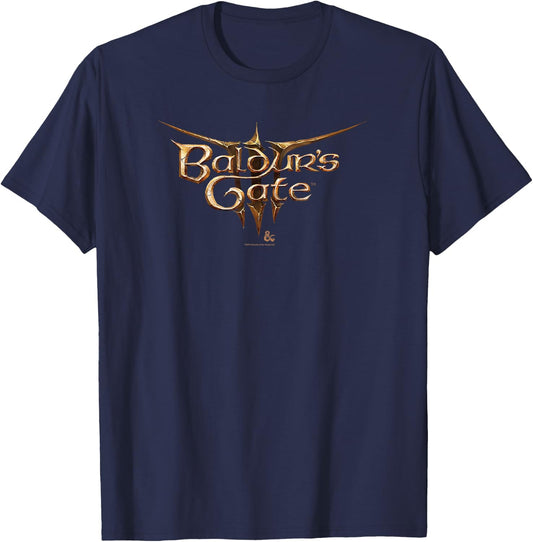 Dungeons & Dragons Baldur's Gate III Big Chest Text Logo T-Shirt - T-Shirt | Navy