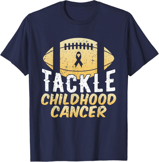 Childhood Cancer Awareness Tackle Childhood Cancer Football T-Shirt - T-Shirt | Navy