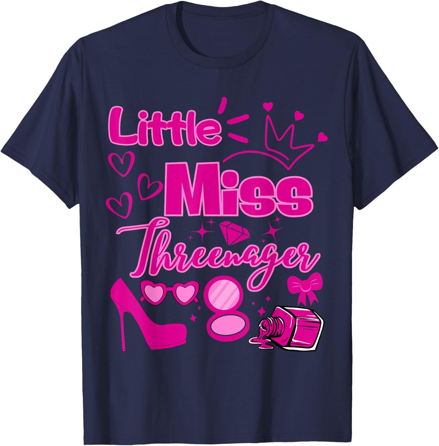 Miss Threenager 13 Birthday Girls Salon SPA Makeup Party T-Shirt - T-Shirt | Navy