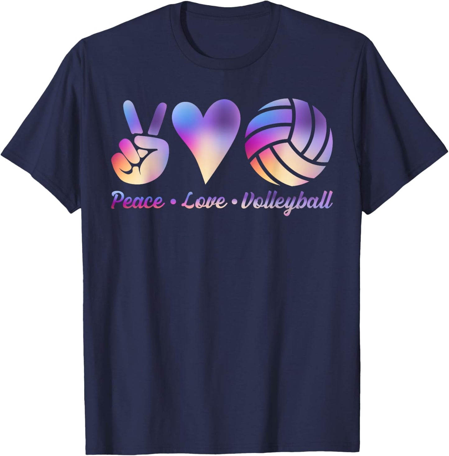 Cool Tie Dye Volleyball Shirt Peace Love Volleyball Design T-Shirt - T-Shirt | Navy